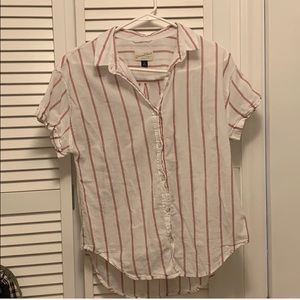 Striped Short-Sleeve Button-Down Shirt